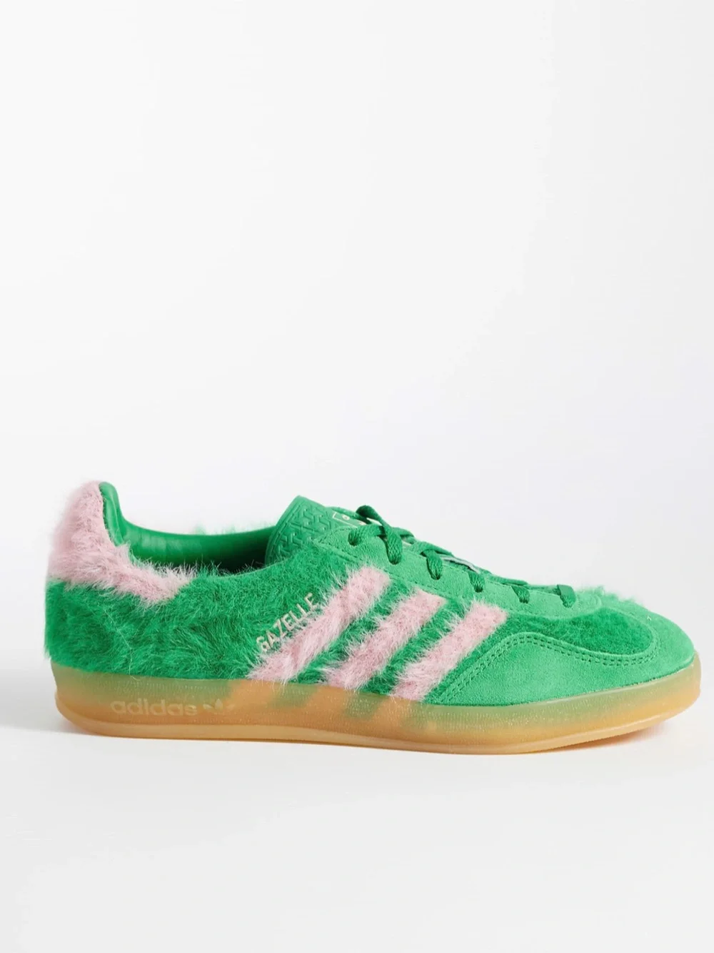 adidas Originals Gazelle Indoor sneakers in fluffy green and pink
